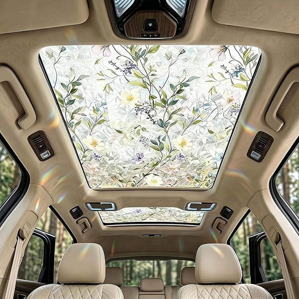 Glass Protector Auto - Floral Stained Glass Car Sunroof Static