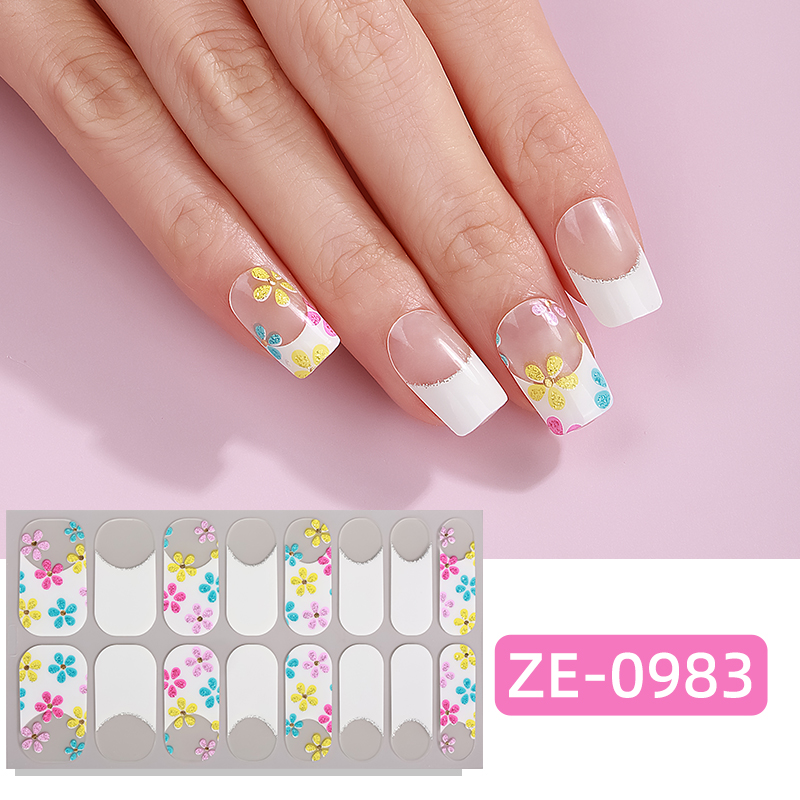 Full Cover Adhesive - 16Tips Gradient Marble Full Cover Nail